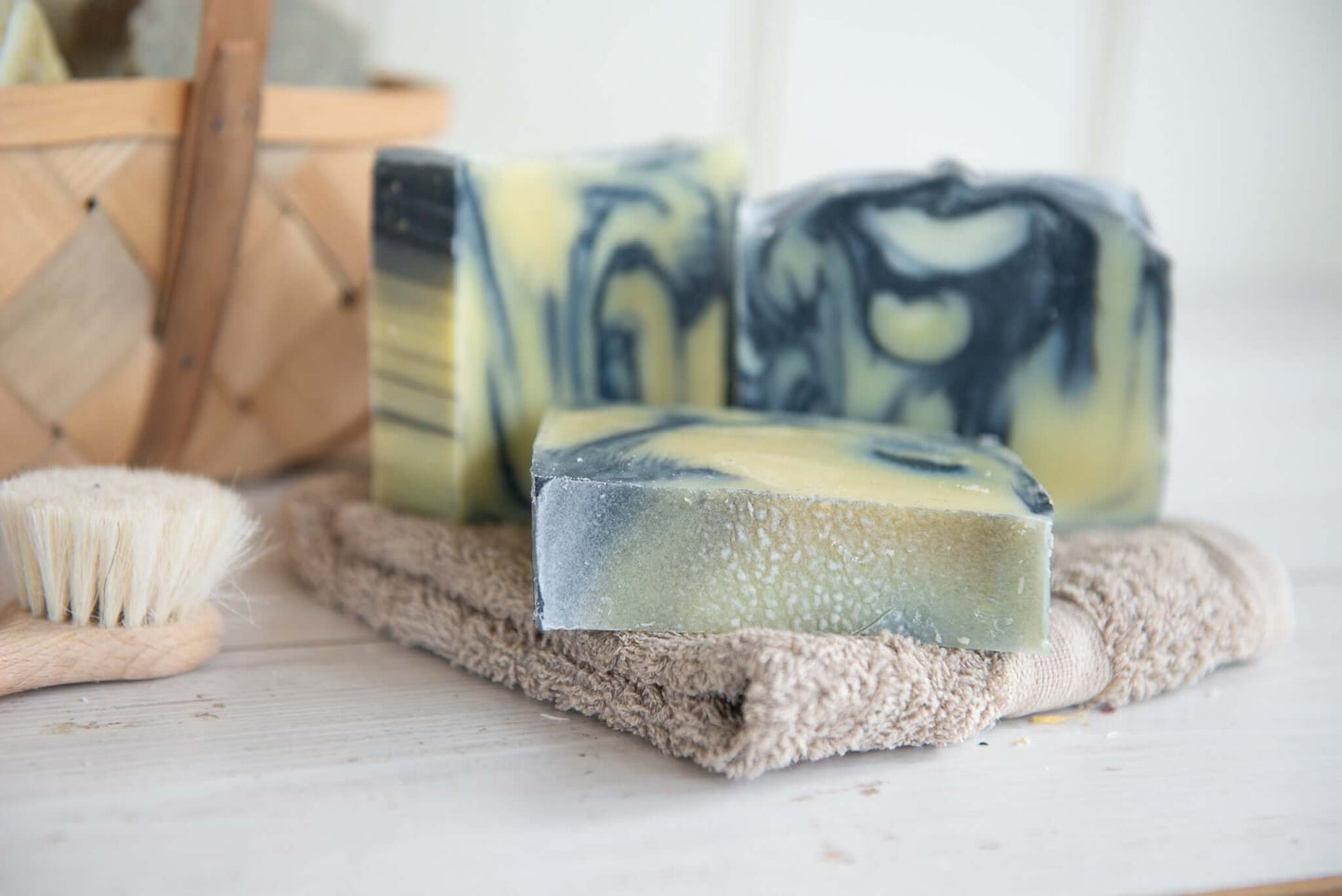 Natural Soap | Handmade in Australia | Gather + Harvest | Australian Balm Mint Bush & Charcoal | Buy online