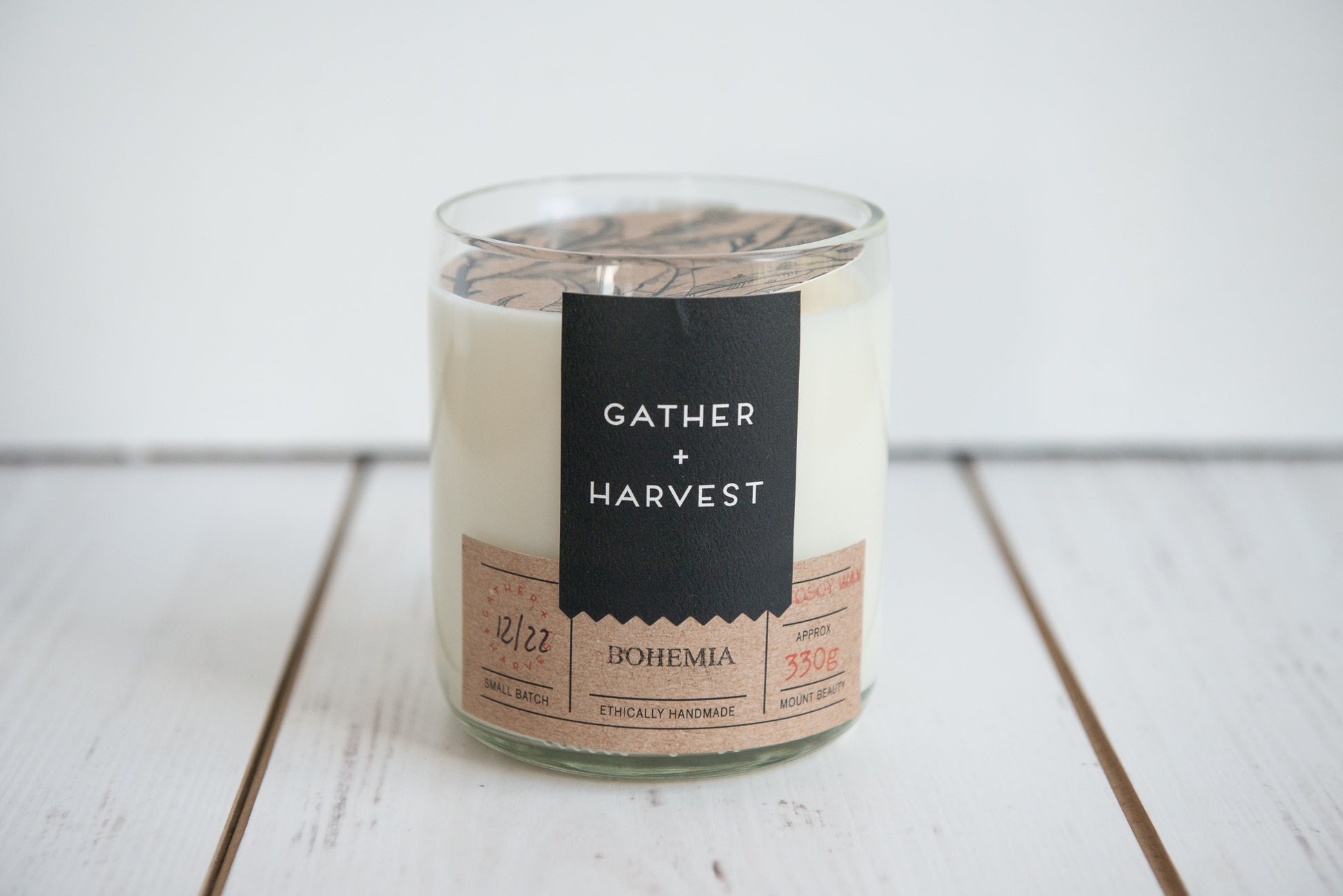 The handmade Bohemia CocoSoy candle is ethically made in Mt Beauty as part of a small batch
