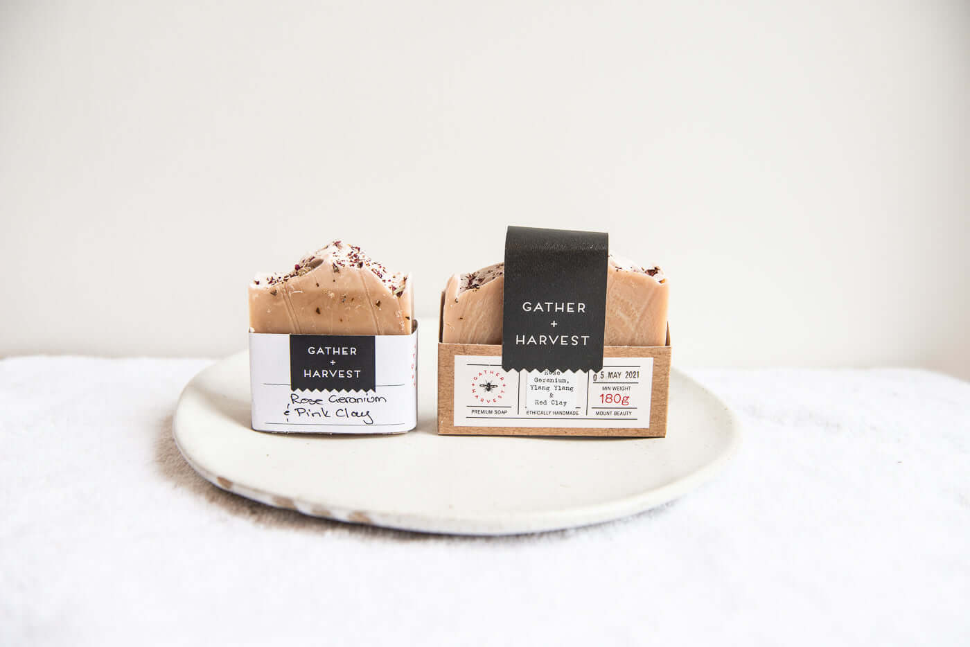 This handmade natural soap with Rose Geranium, Ylang Ylang & Australian Red Clay Soap deeply nourishes your skin