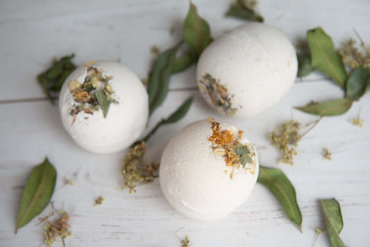 The natural vegan bath bombs with Lemon Myrtle & Brazilian Yellow Clay are perfect for moments of self care