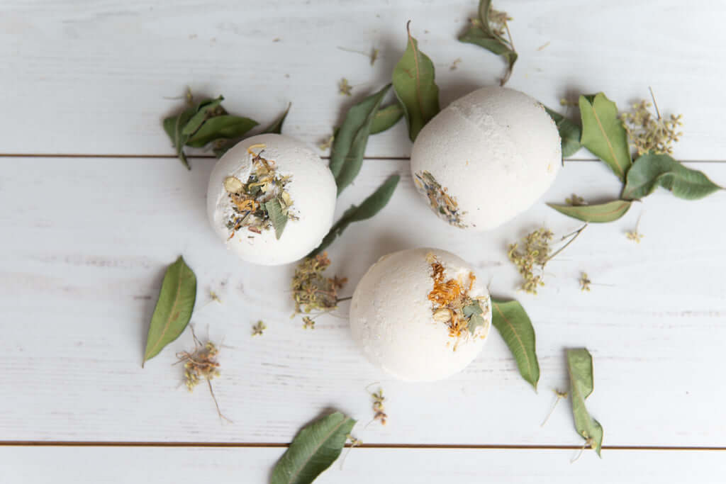The natural vegan bath bombs with Lemon Myrtle & Brazilian Yellow Clay are perfect for moments of self care
