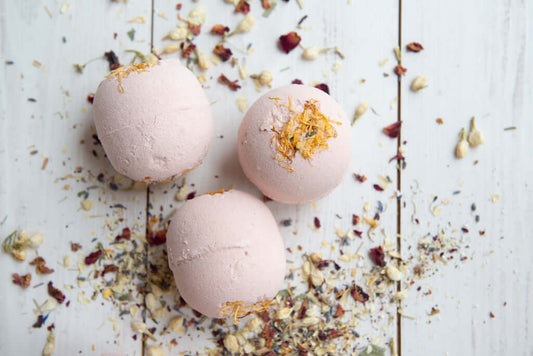 The natural vegan bath bombs with Orange & Red Clay are perfect for moments of self care